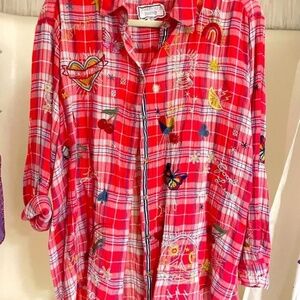 Whimsical Embroidered JOHNNY WAS Button down -RARE!